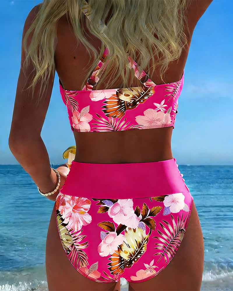 Alice | Bloemenprint Bikini met Contrasterende Accenten
