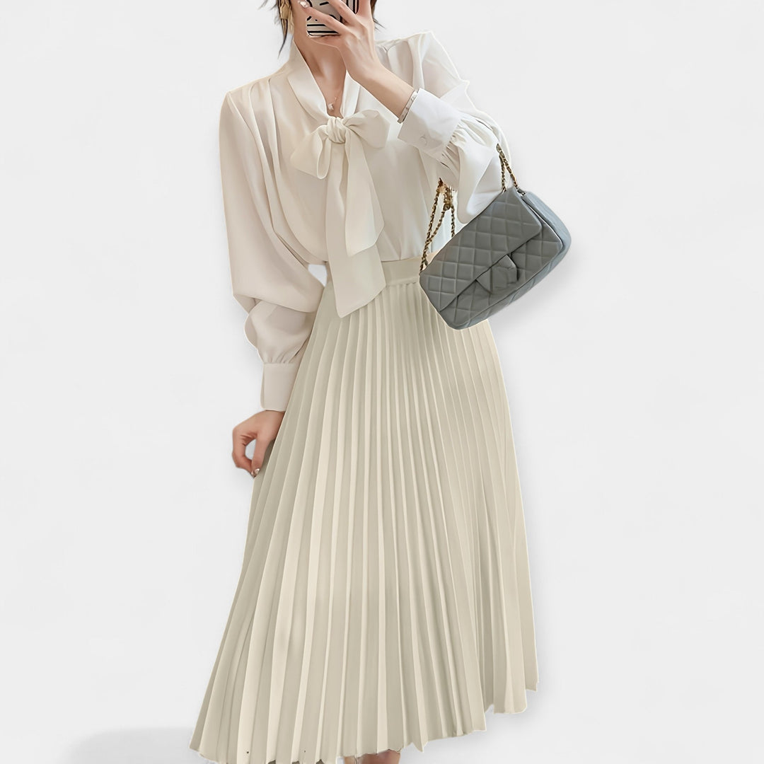 Plissé Satin Lange Rok