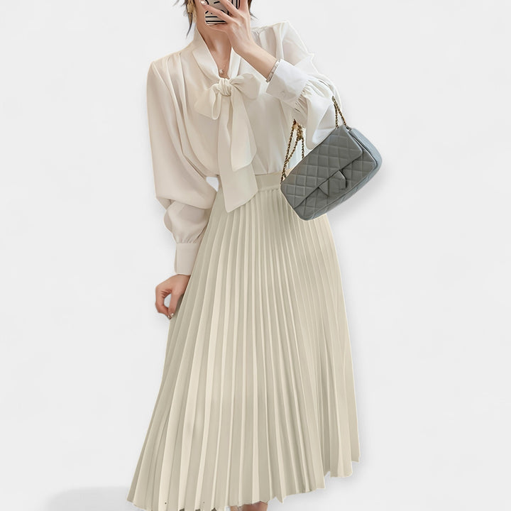 Plissé Satin Lange Rok