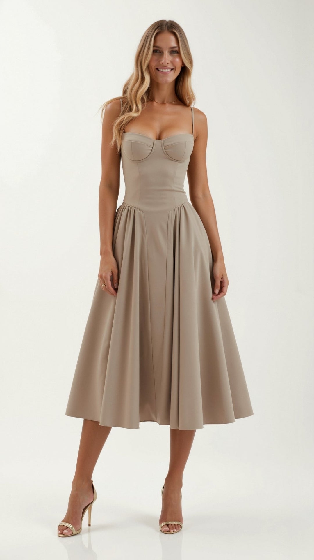 Odete - Midi-jurk met gestructureerde corsage