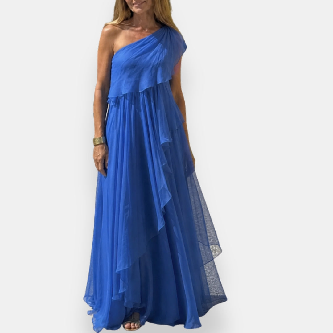 Leonore | Asymmetrische Jurk met Ruches