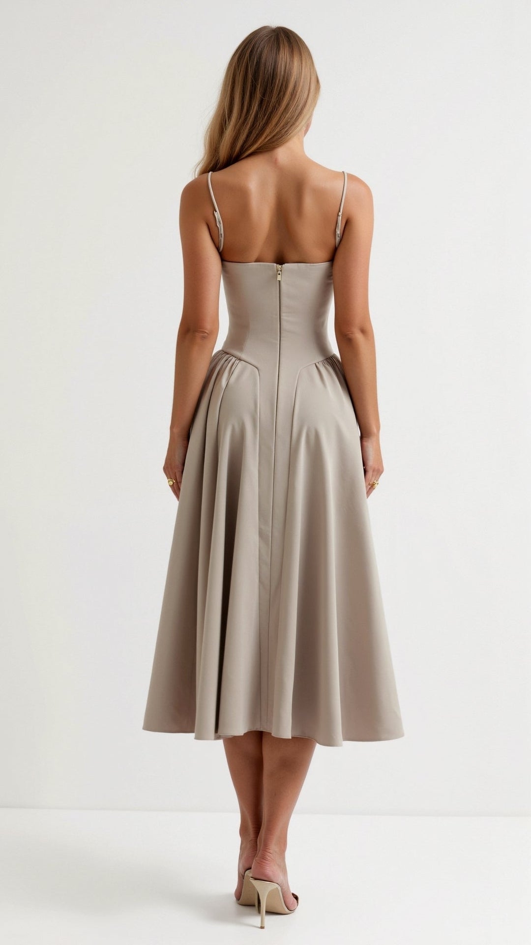 Odete - Midi-jurk met gestructureerde corsage