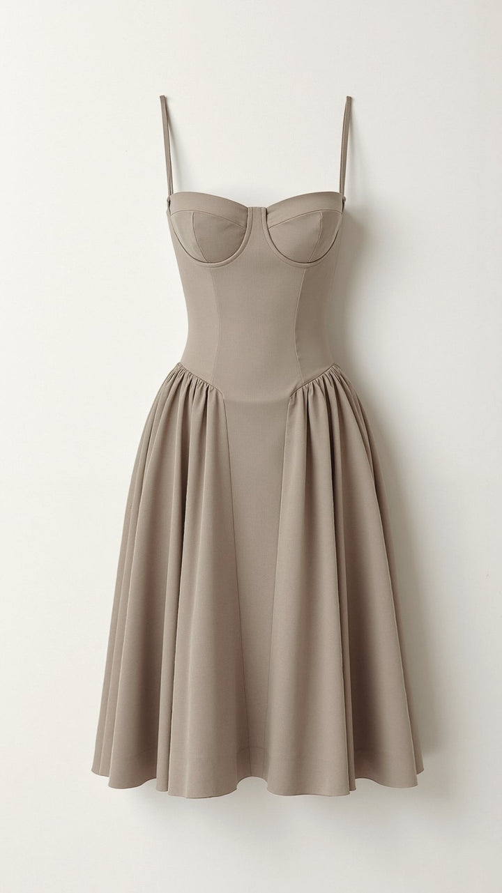Odete - Midi-jurk met gestructureerde corsage