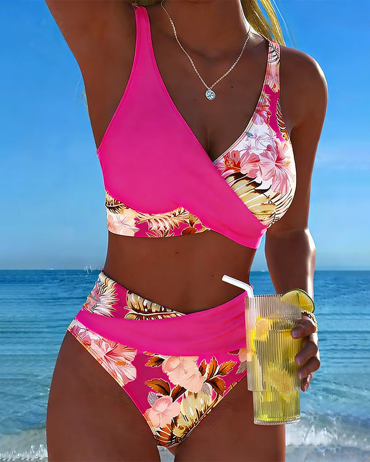 Alice | Bloemenprint Bikini met Contrasterende Accenten