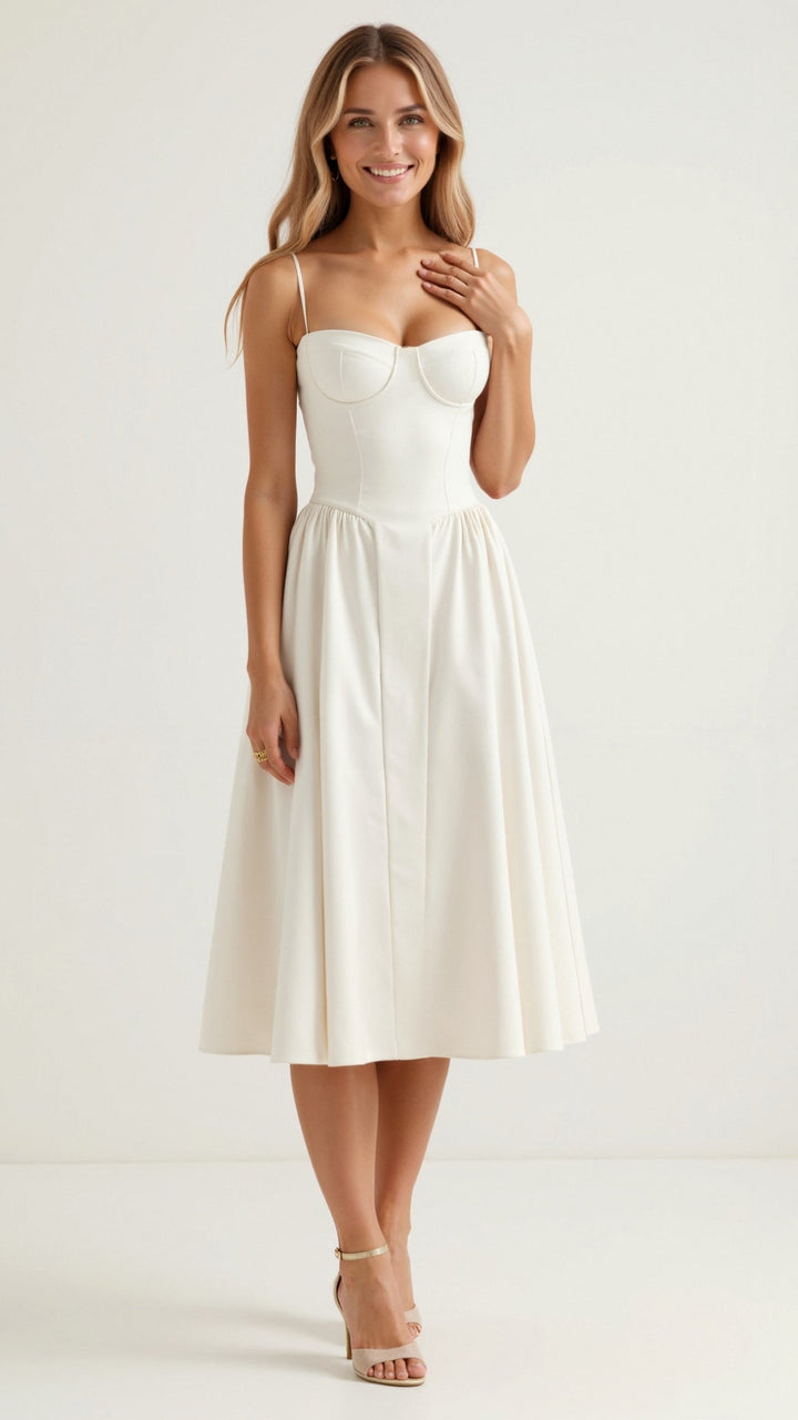 Odete - Midi-jurk met gestructureerde corsage