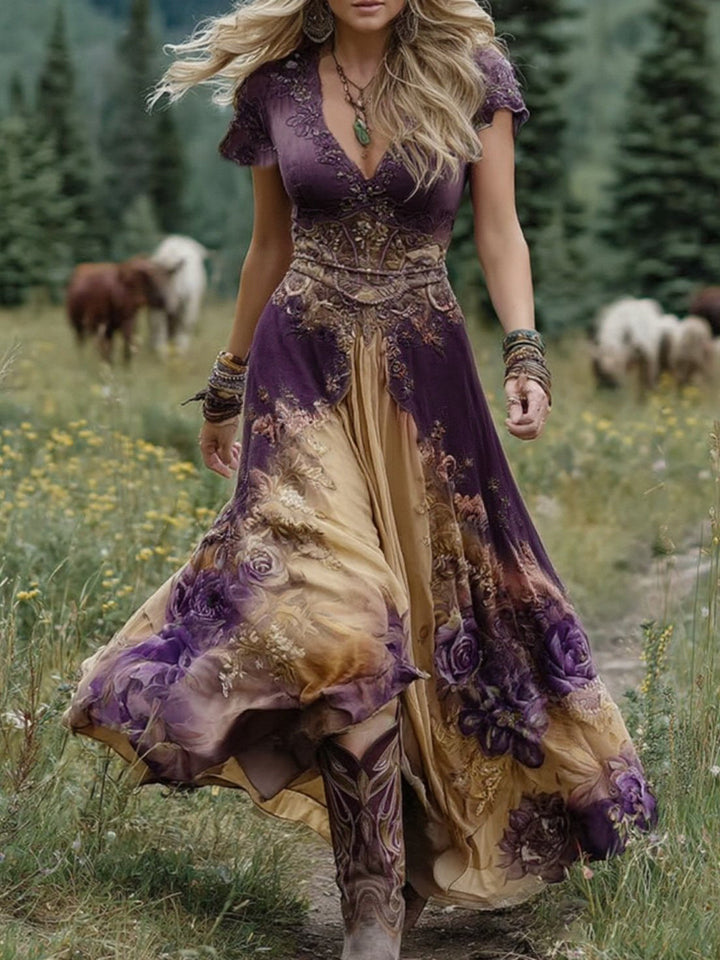 Serena - Korte Maxi Jurk met Bloemen