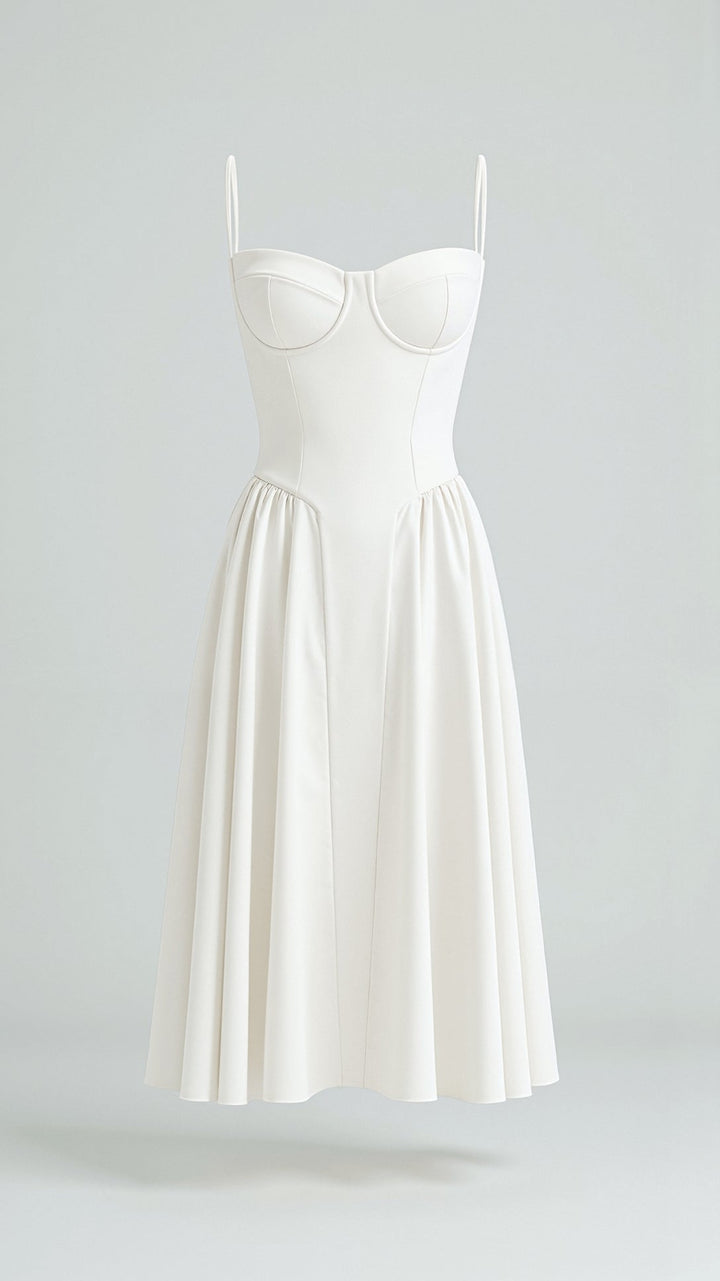 Odete - Midi-jurk met gestructureerde corsage