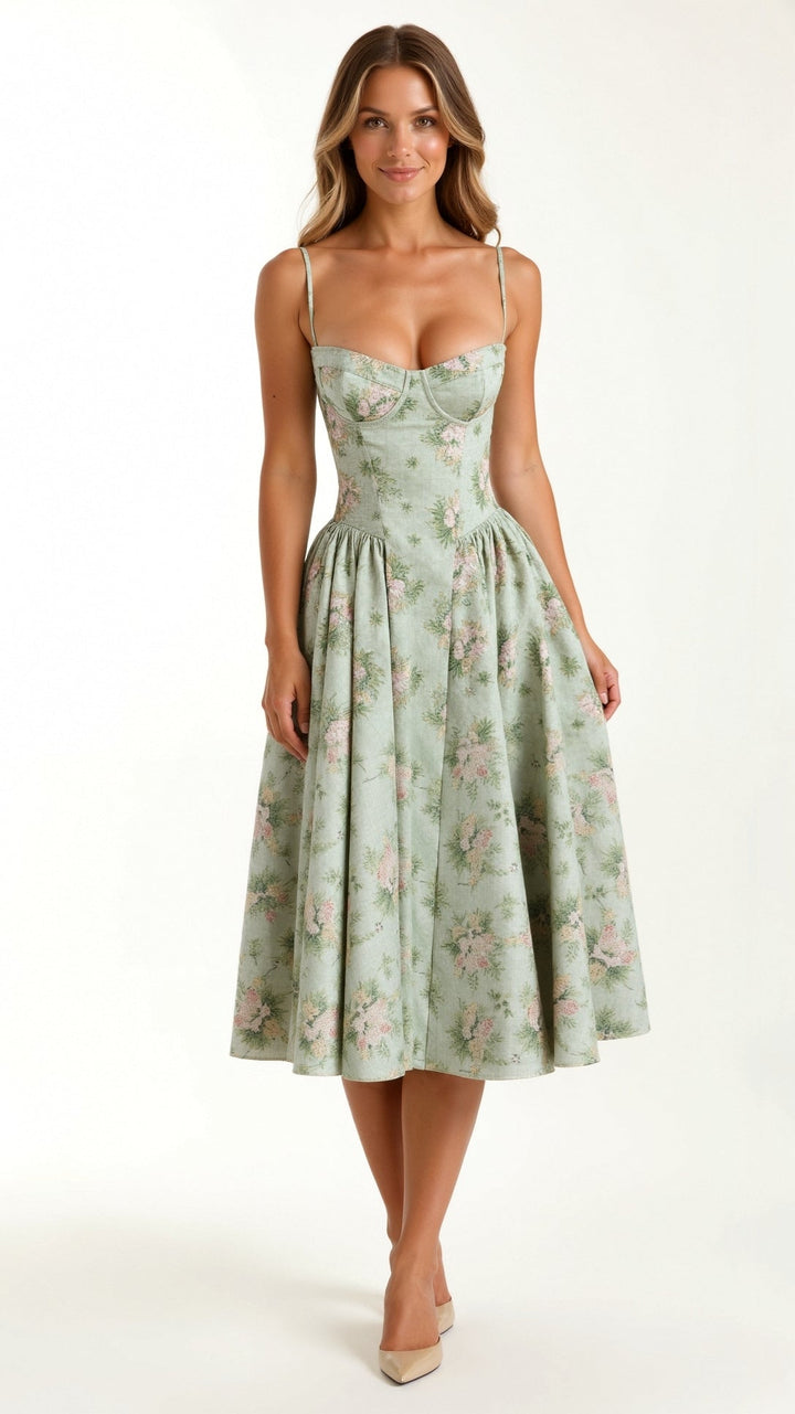 Odete - Midi-jurk met gestructureerde corsage