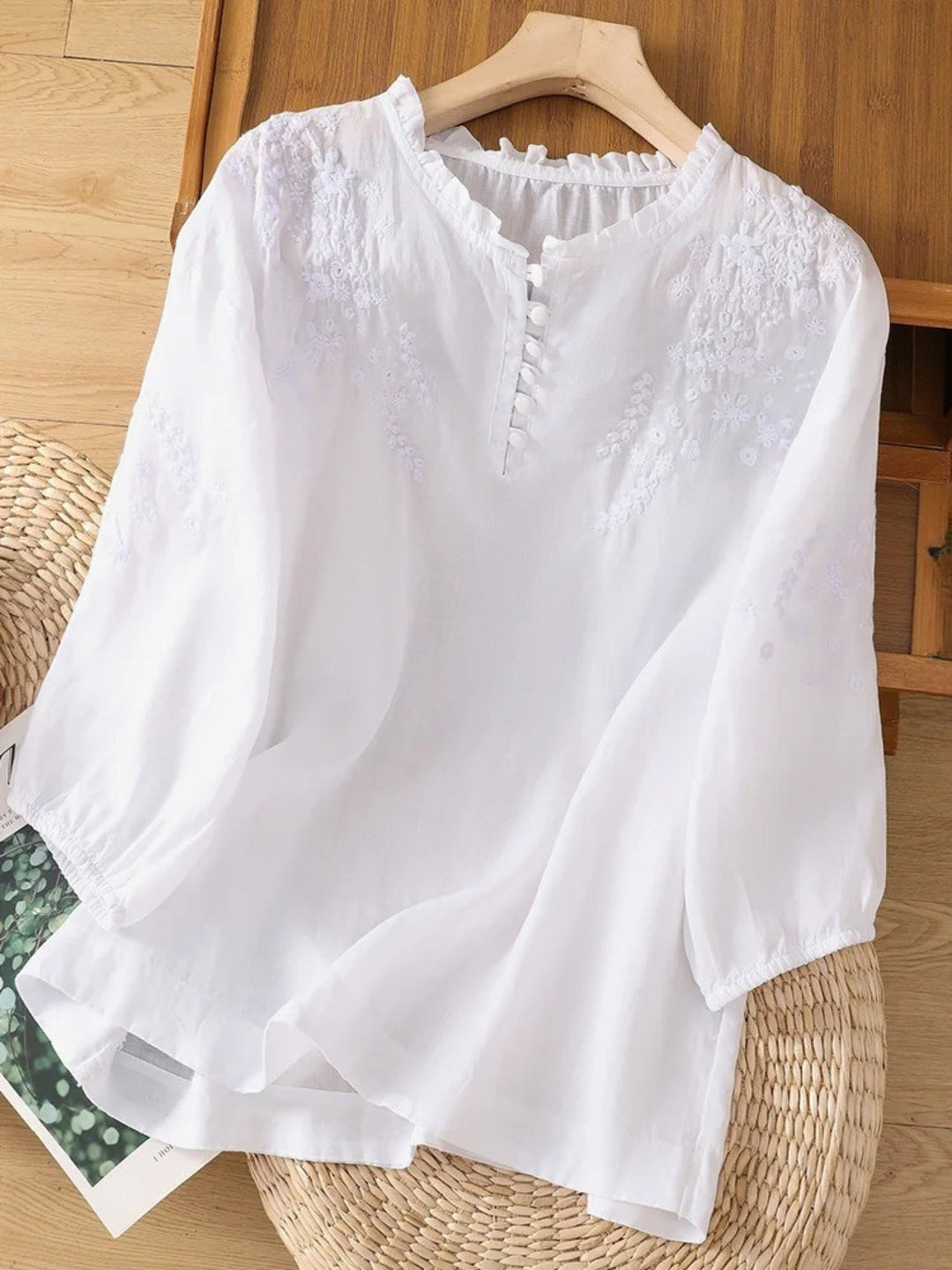 Cassiana - Katoenen en Linnen Blouse