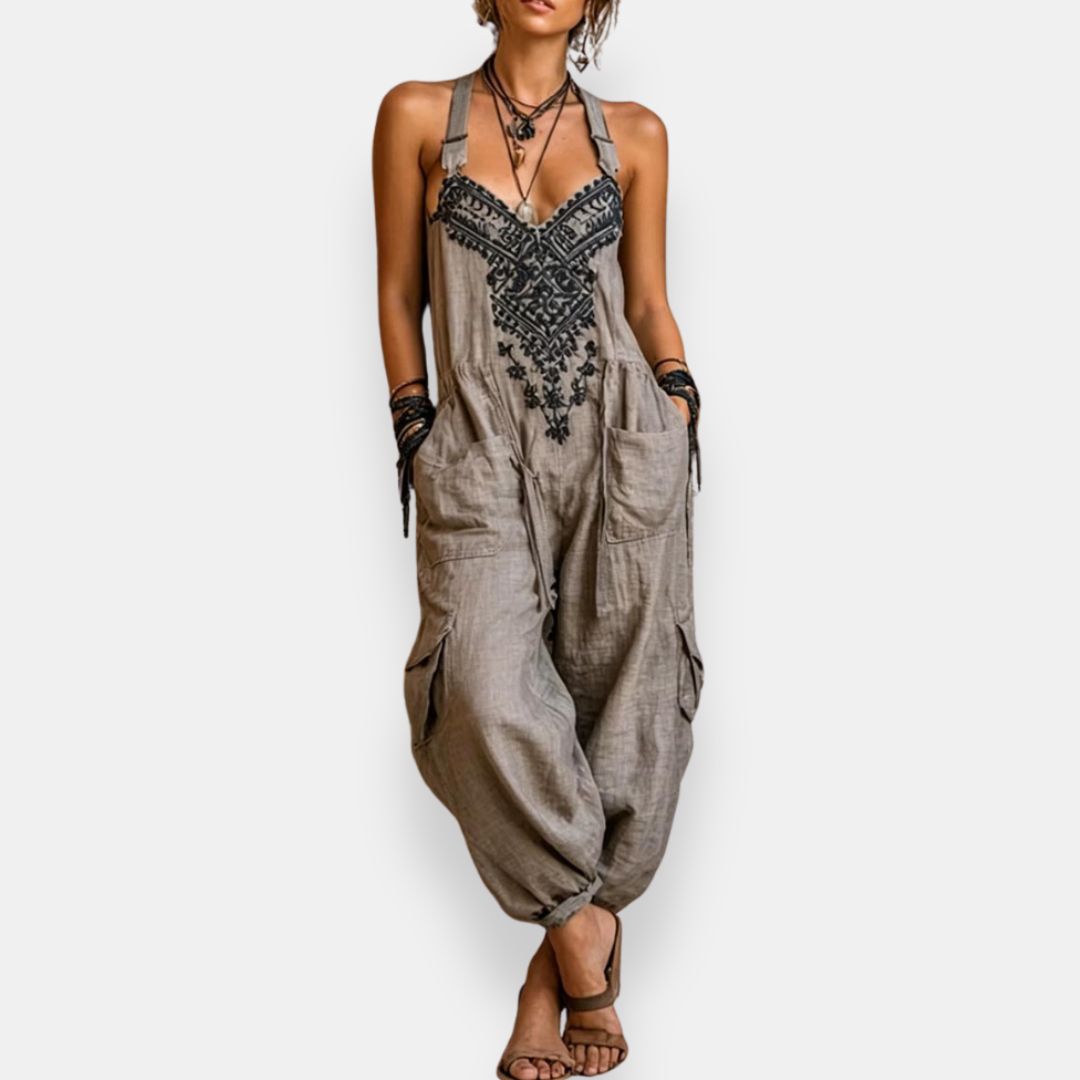 María Teresa | Geborduurd bohemien jumpsuit