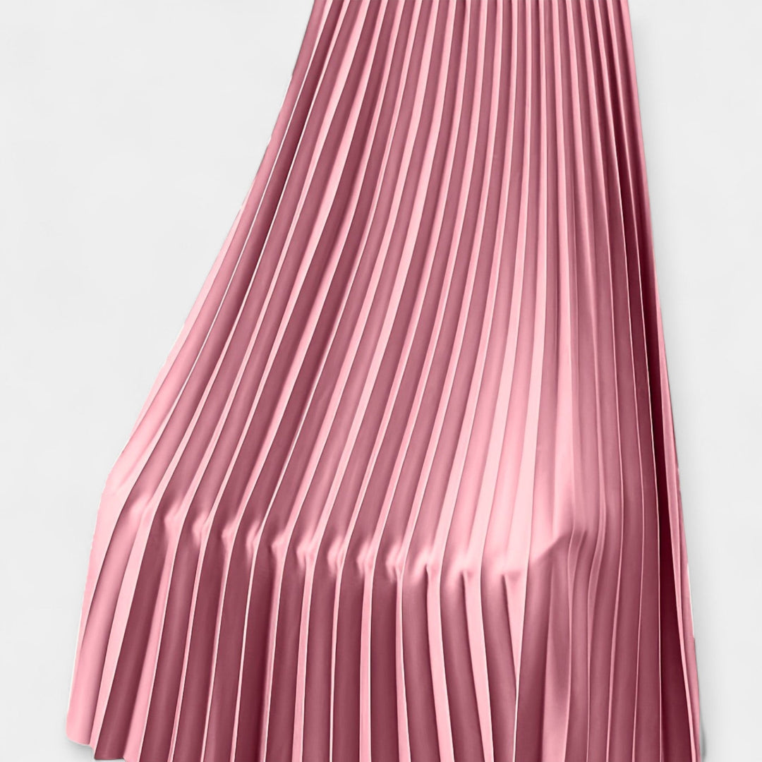 Plissé Satin Lange Rok