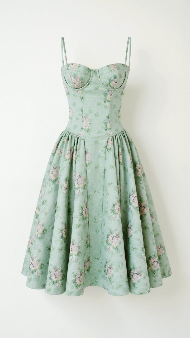 Odete - Midi-jurk met gestructureerde corsage