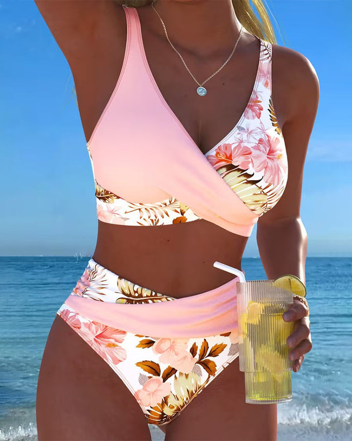 Alice | Bloemenprint Bikini met Contrasterende Accenten