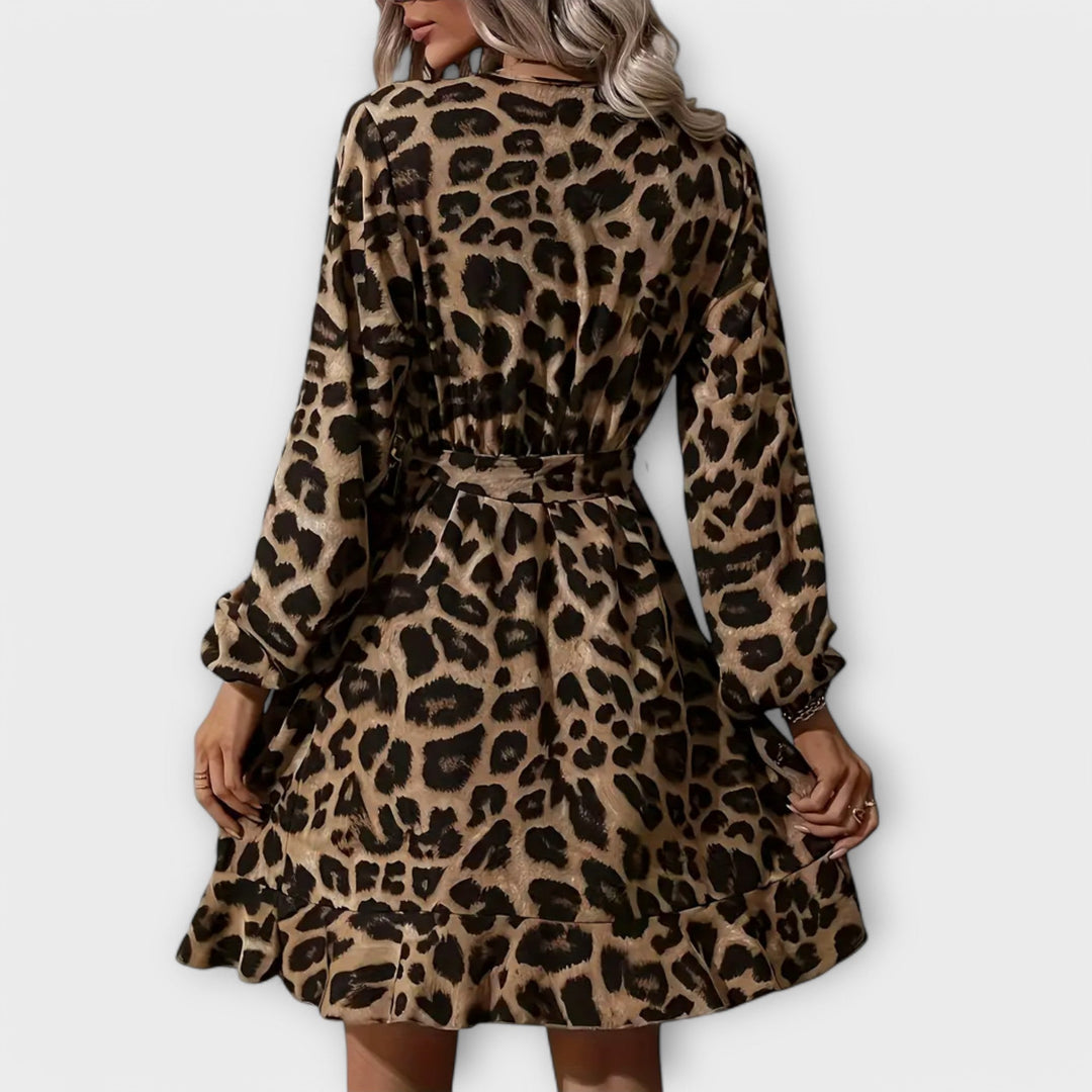 Leopardprint jurk met riem