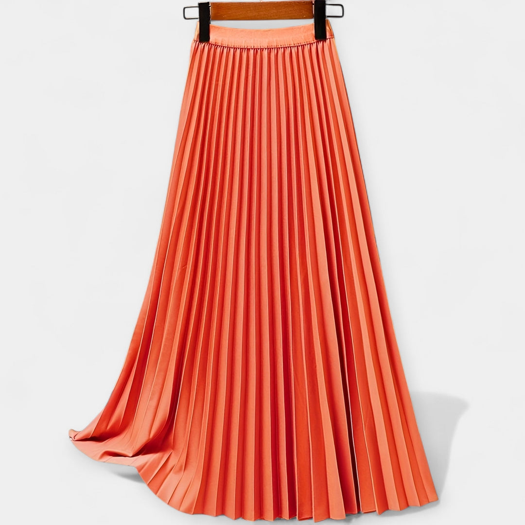Plissé Satin Lange Rok