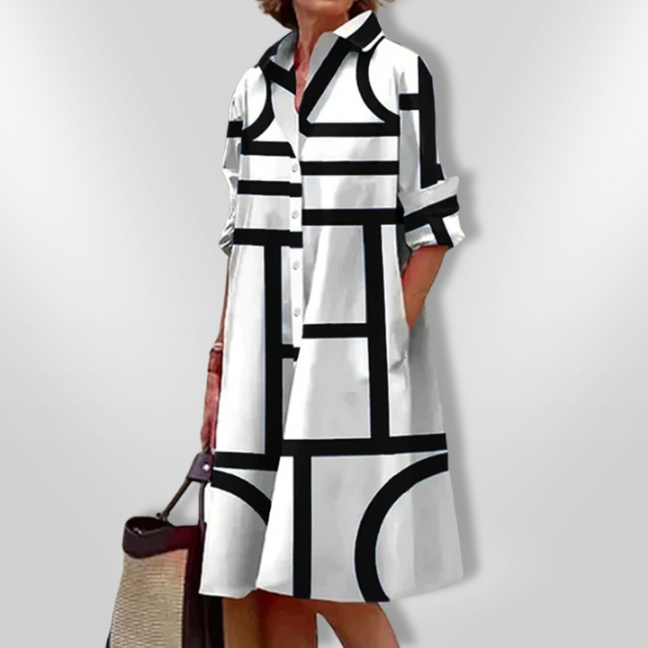 Helena - Geometrische Midi Jurk