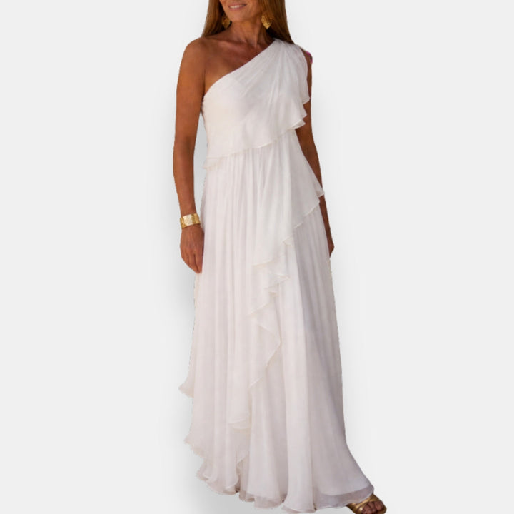 Leonore | Asymmetrische Jurk met Ruches