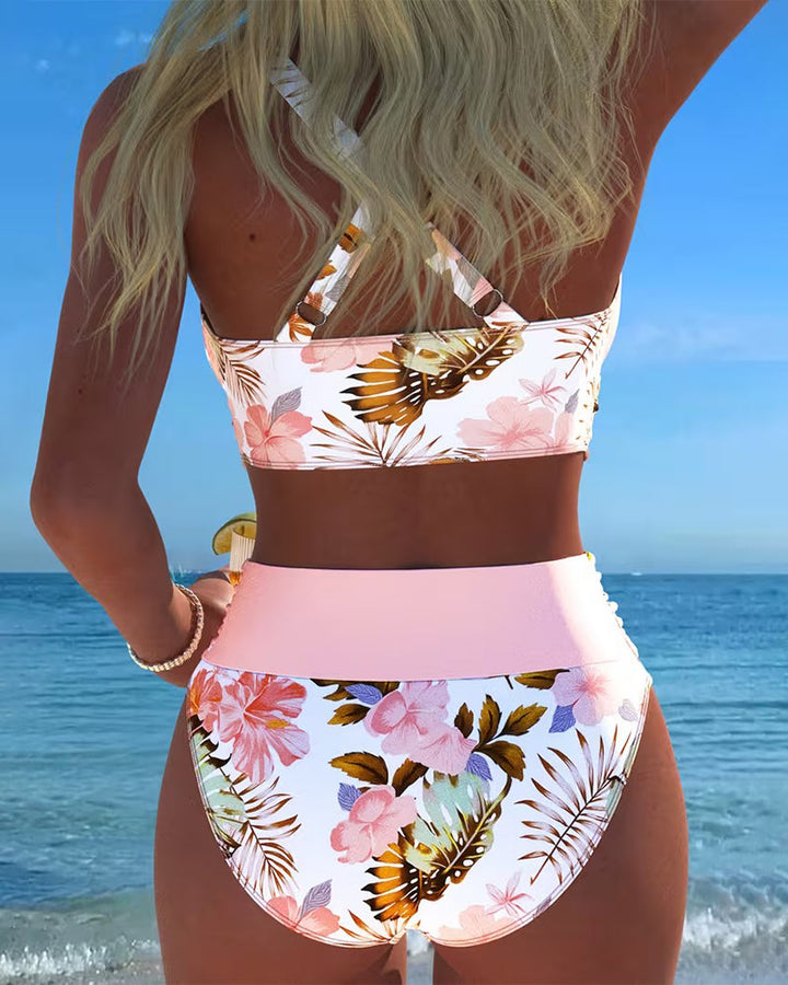 Alice | Bloemenprint Bikini met Contrasterende Accenten