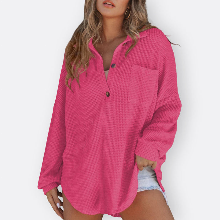 Inês - Lichte Tuniek Blouse met V-hals en Knopen