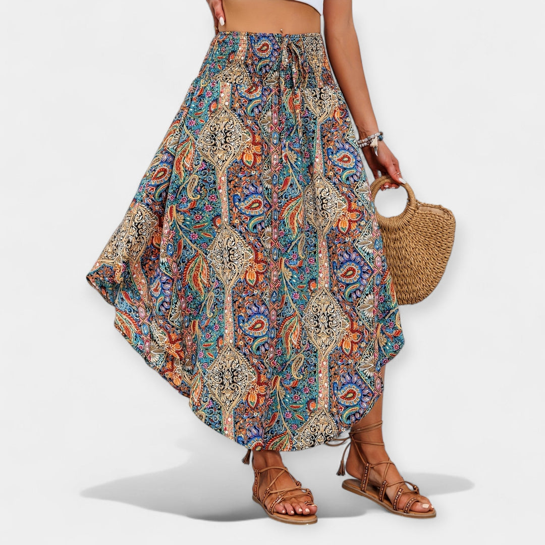 Saia Bloemen Midi met Hoge Taille