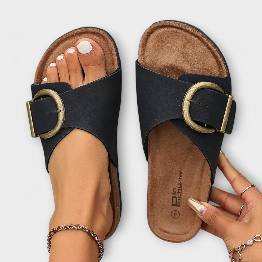 Margarida - Kurken sandalen voor dames met gespdesign