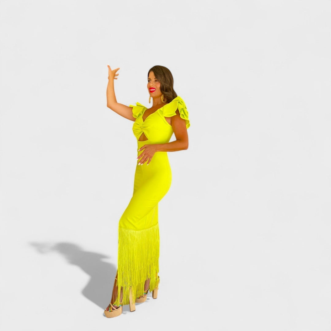 Lúcia - Neon flamenco jurk