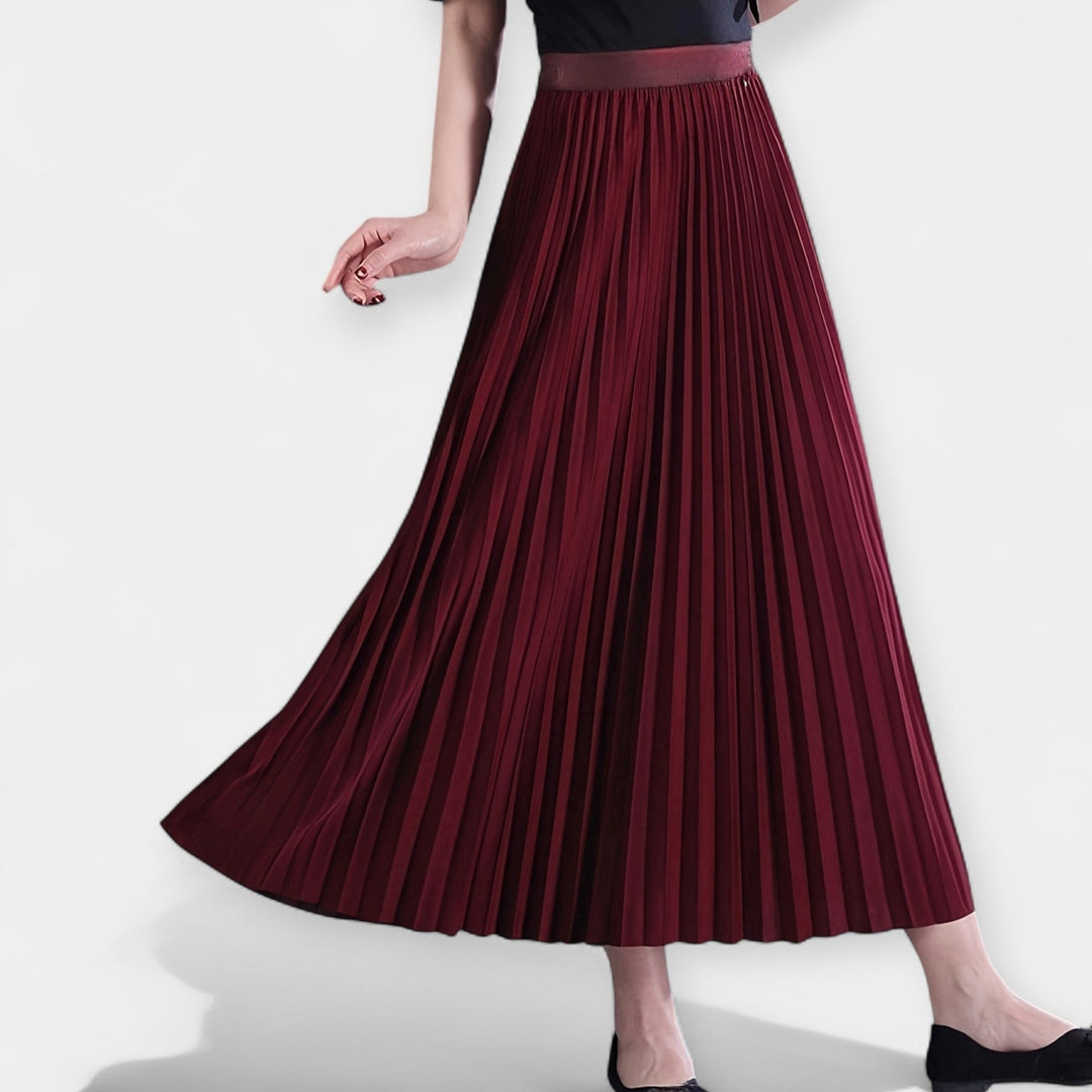 Plissé Satin Lange Rok