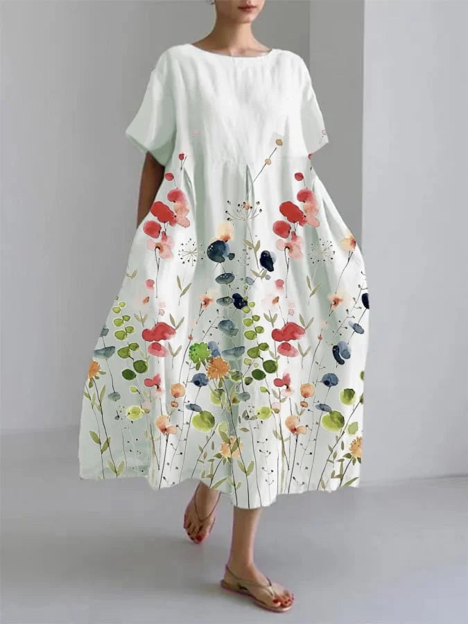 Liliana - Lange casual bloemenjurk