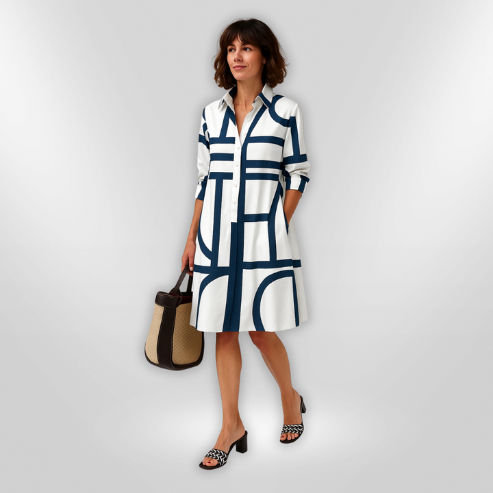 Helena - Geometrische Midi Jurk