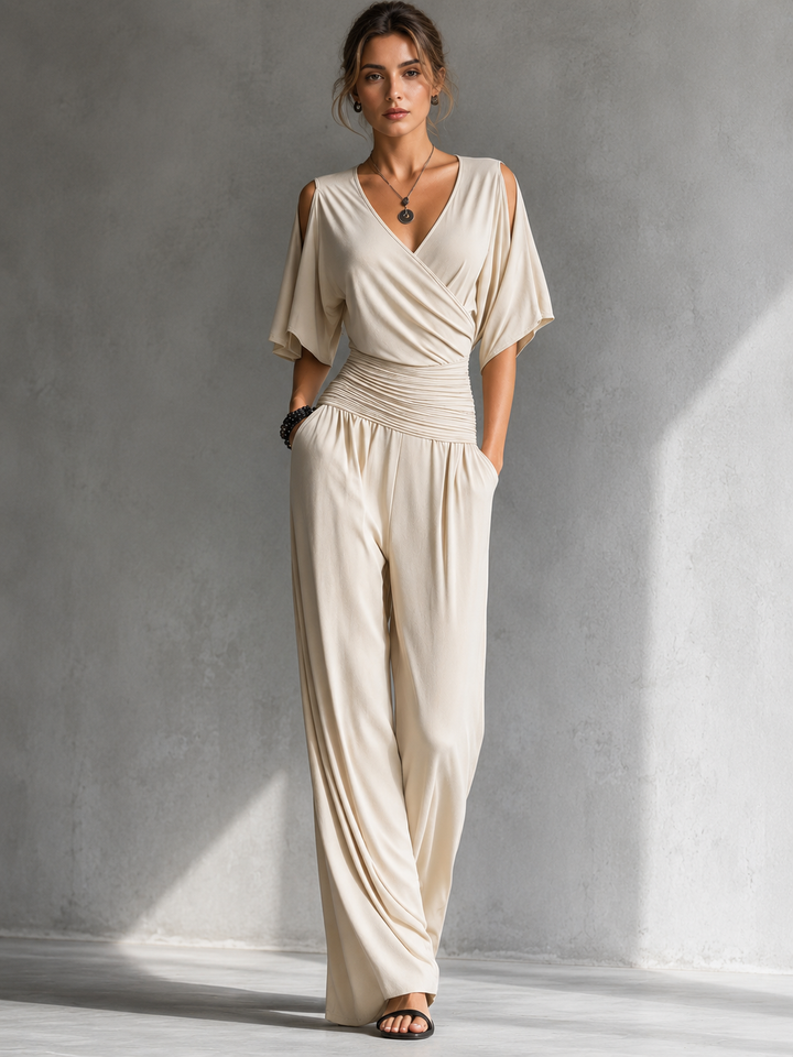 Amália | Elegante Set met Kruz Top en Wijde Pijpen