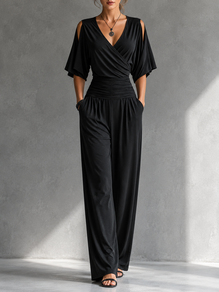 Amália | Elegante Set met Kruz Top en Wijde Pijpen