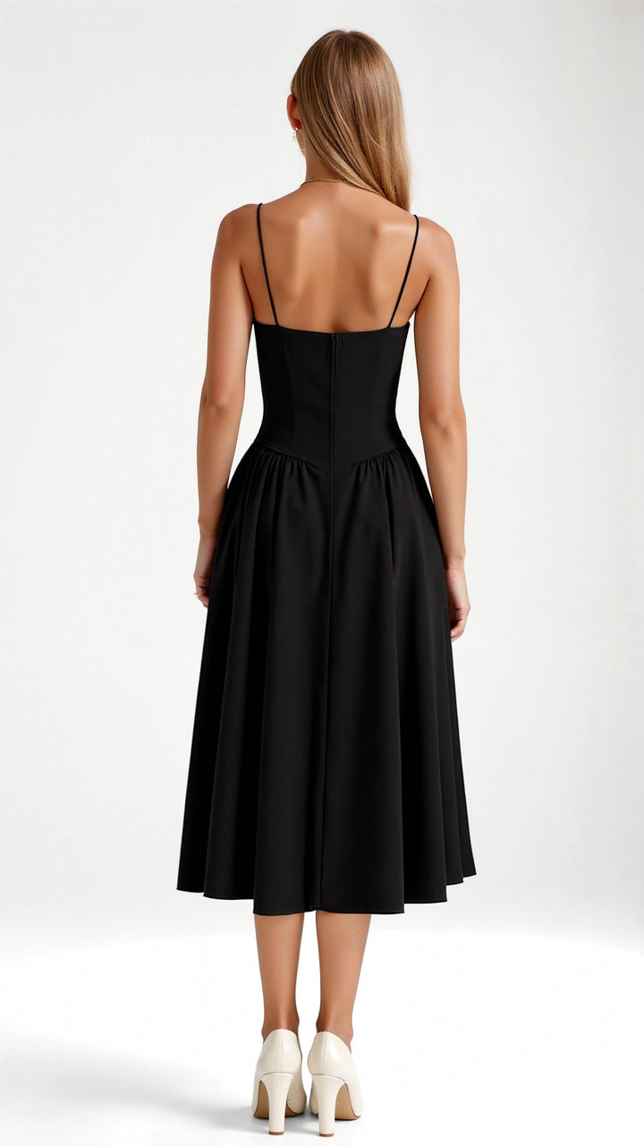 Odete - Midi-jurk met gestructureerde corsage
