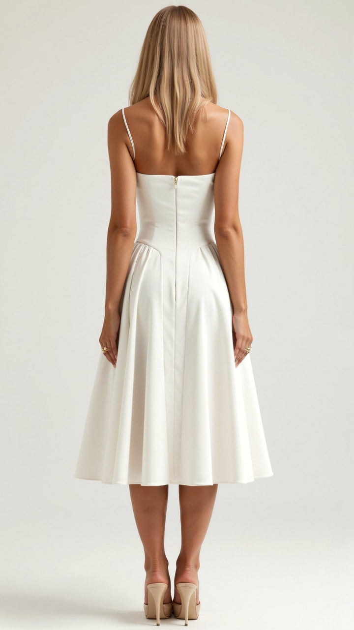 Odete - Midi-jurk met gestructureerde corsage