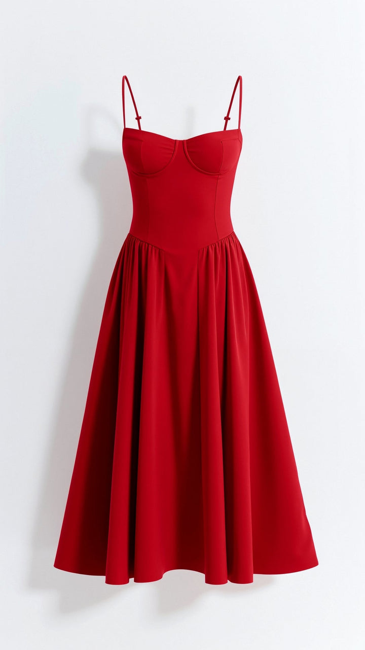 Odete - Midi-jurk met gestructureerde corsage