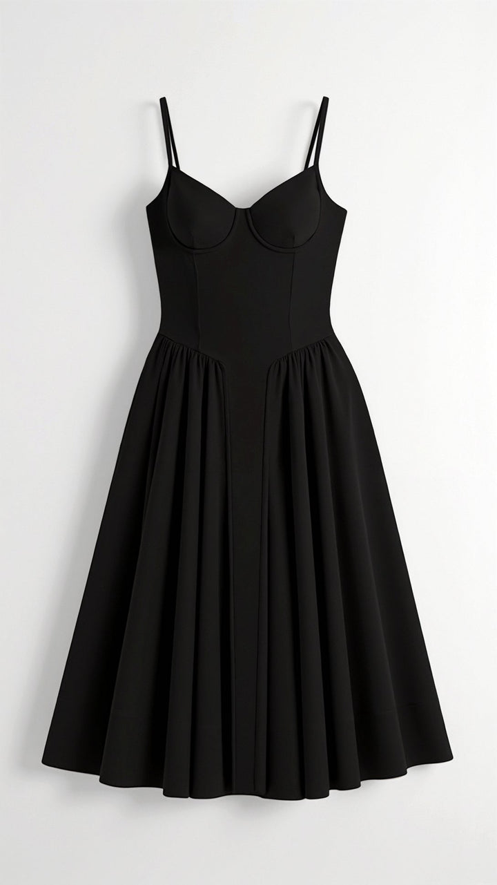 Odete - Midi-jurk met gestructureerde corsage
