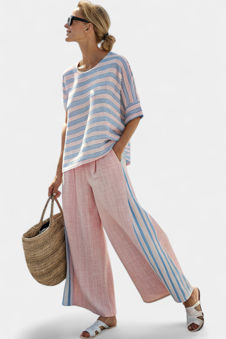Cecília - Set van Bamboe Linnen Roze