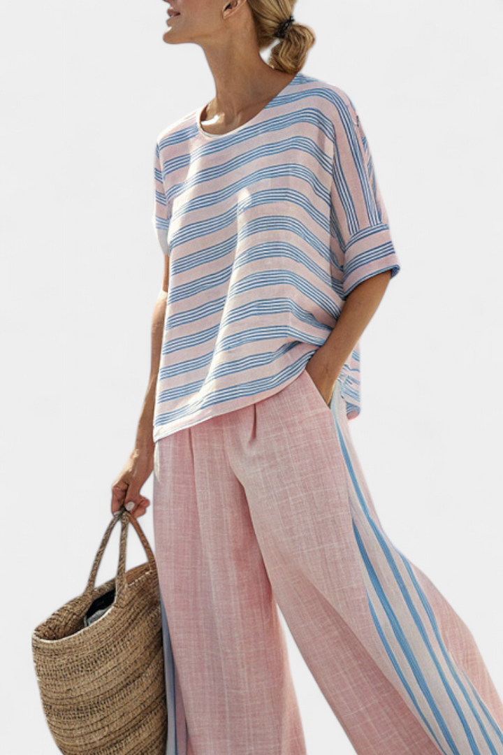 Cecília - Set van Bamboe Linnen Roze