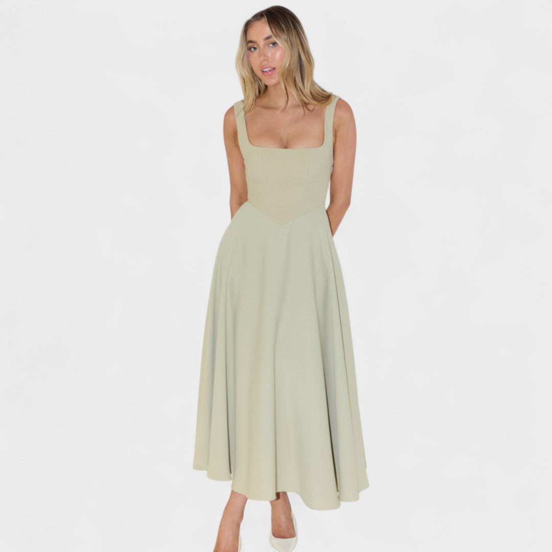 Maribel - Midi jurk met vierkante hals