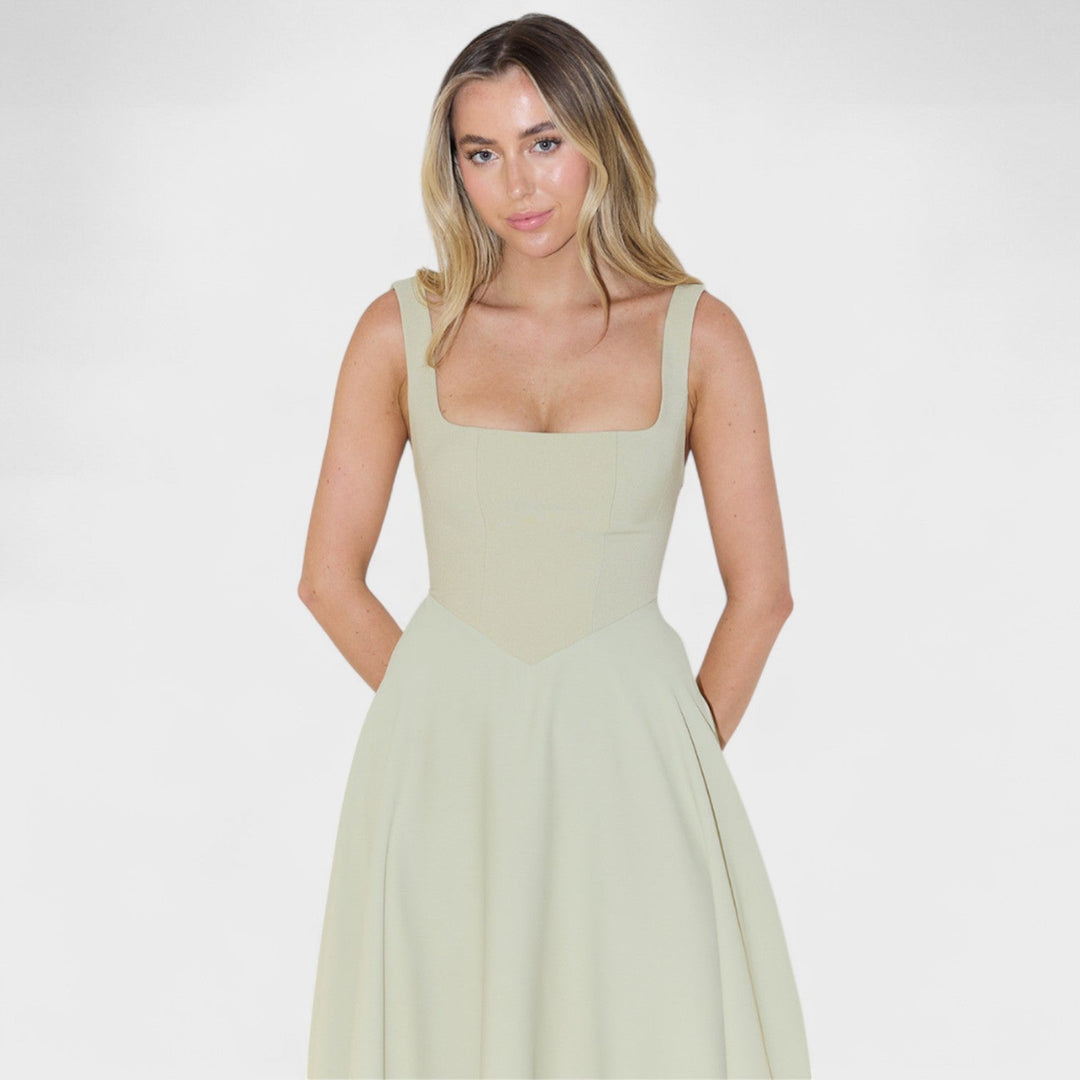 Maribel - Midi jurk met vierkante hals