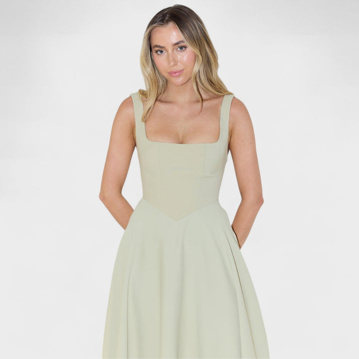 Maribel - Midi jurk met vierkante hals