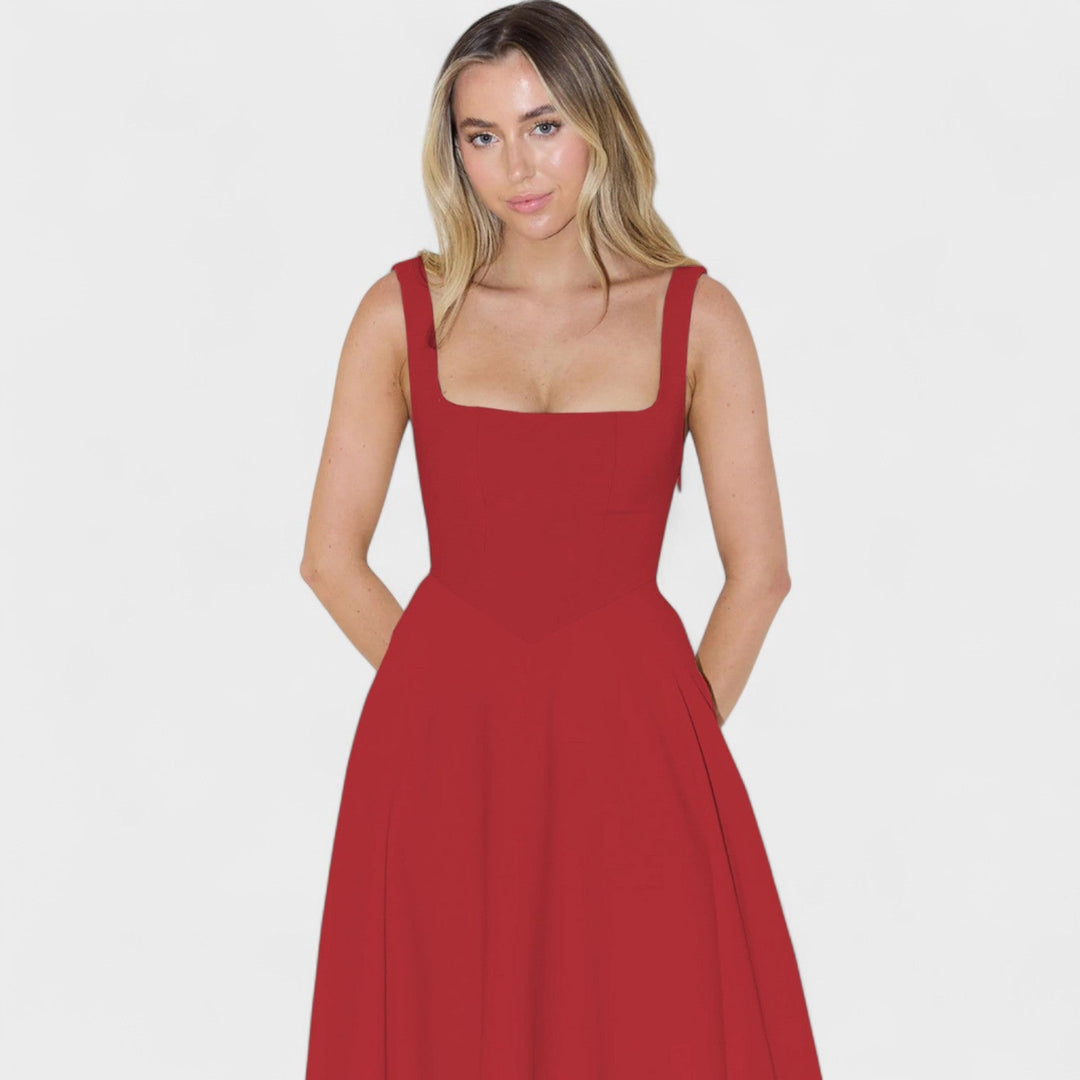 Maribel - Midi jurk met vierkante hals