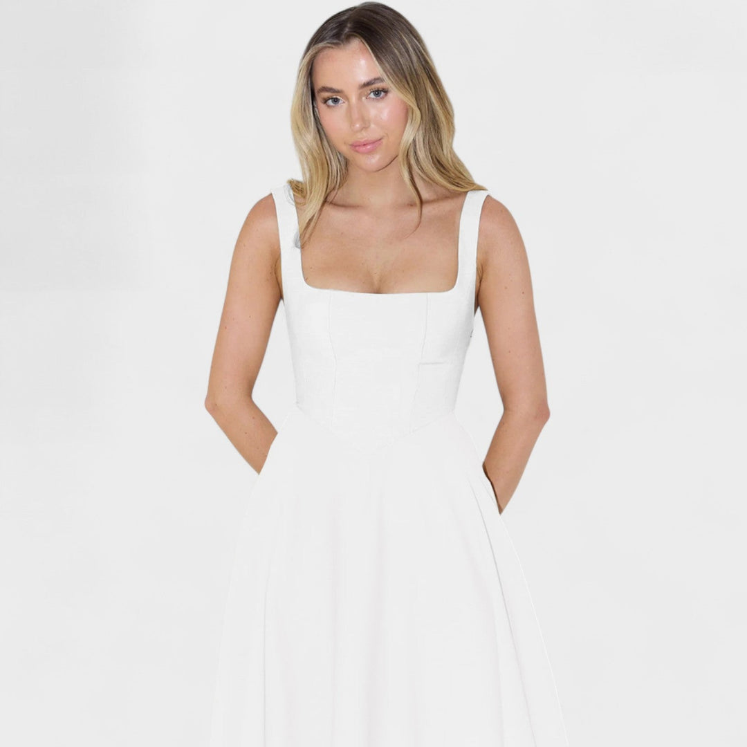 Maribel - Midi jurk met vierkante hals