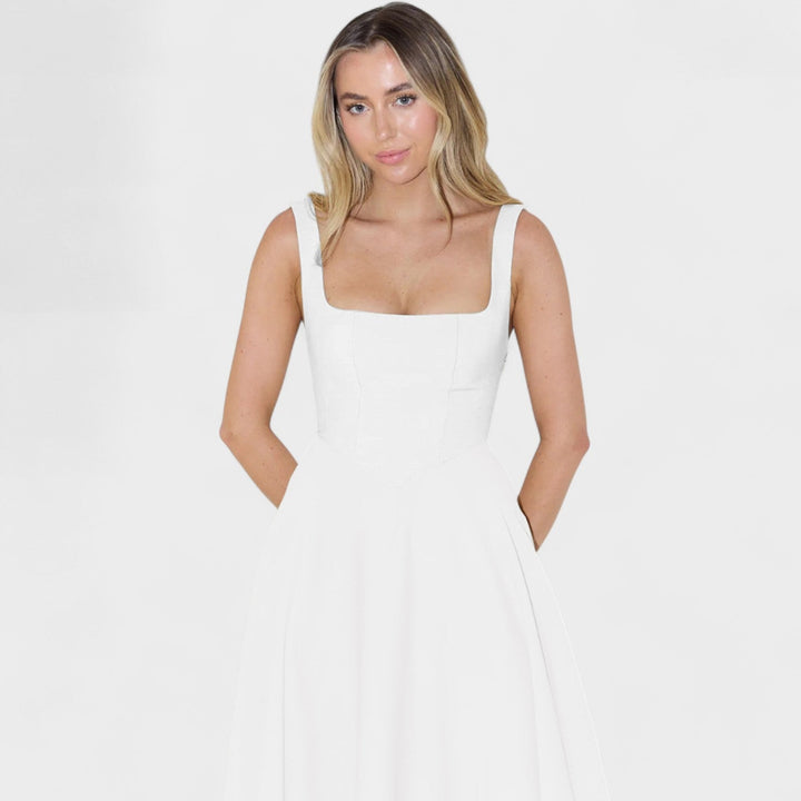 Maribel - Midi jurk met vierkante hals