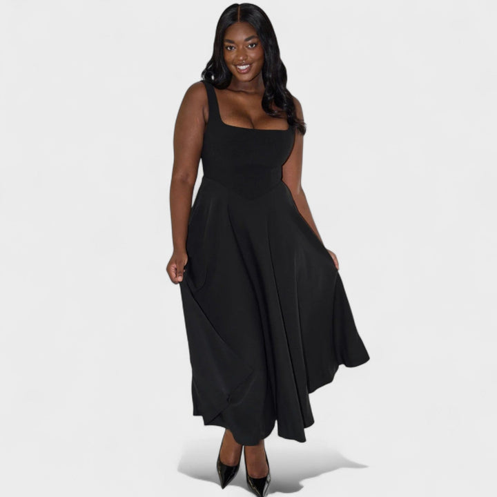Maribel - Midi jurk met vierkante hals
