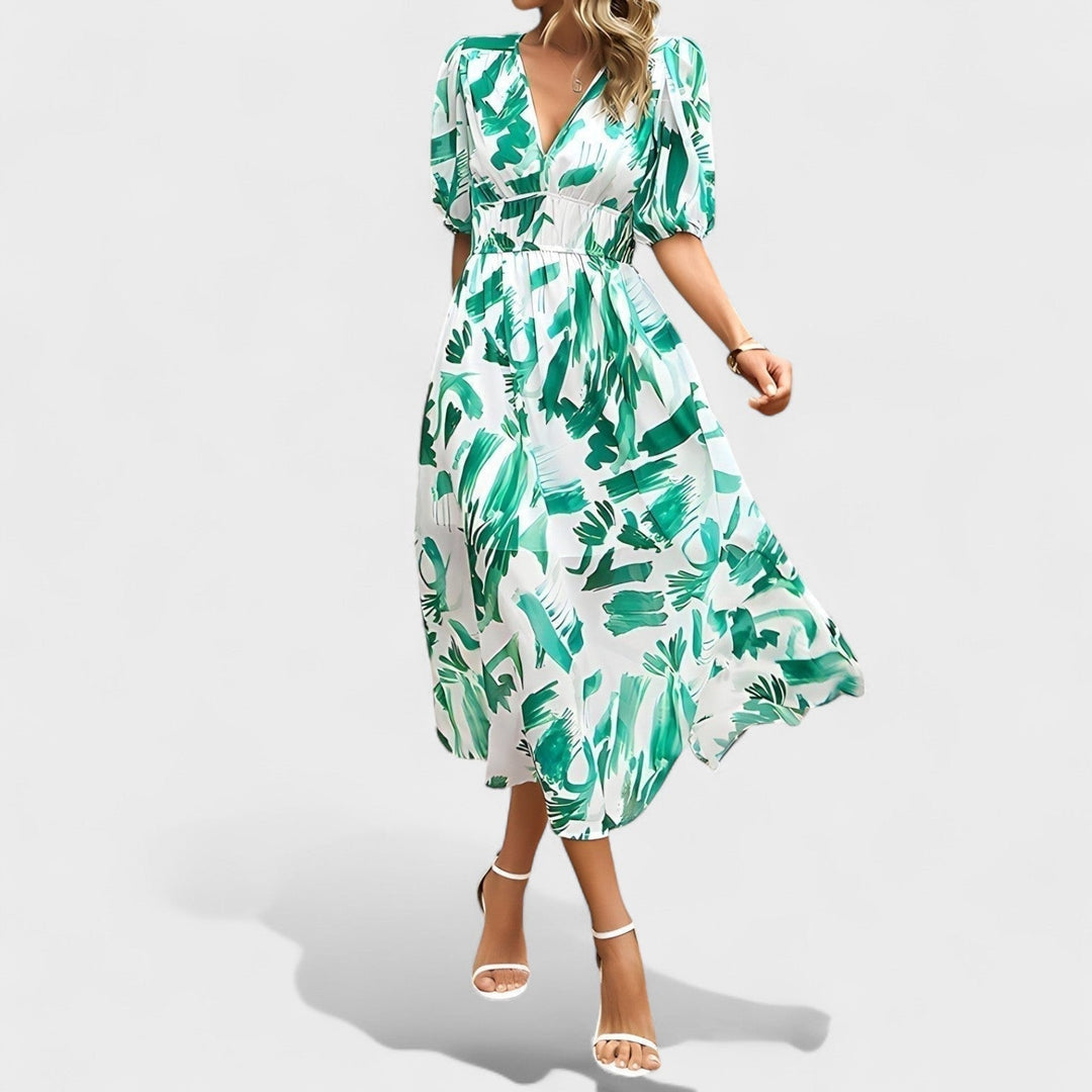 Clara - Elegante Midi Bloemenjurk