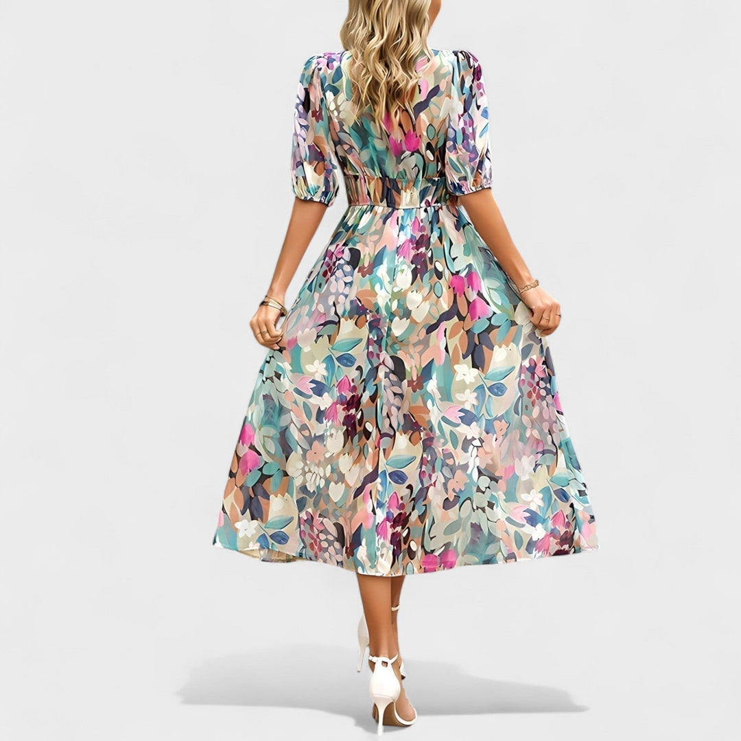 Clara - Elegante Midi Bloemenjurk