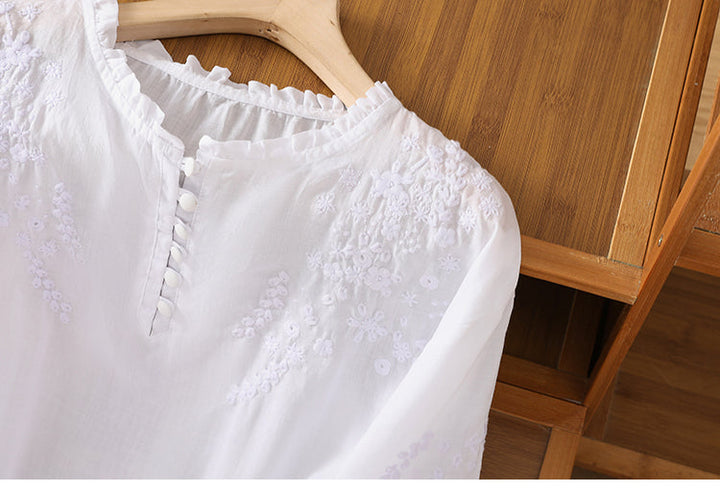 Cassiana - Katoenen en Linnen Blouse