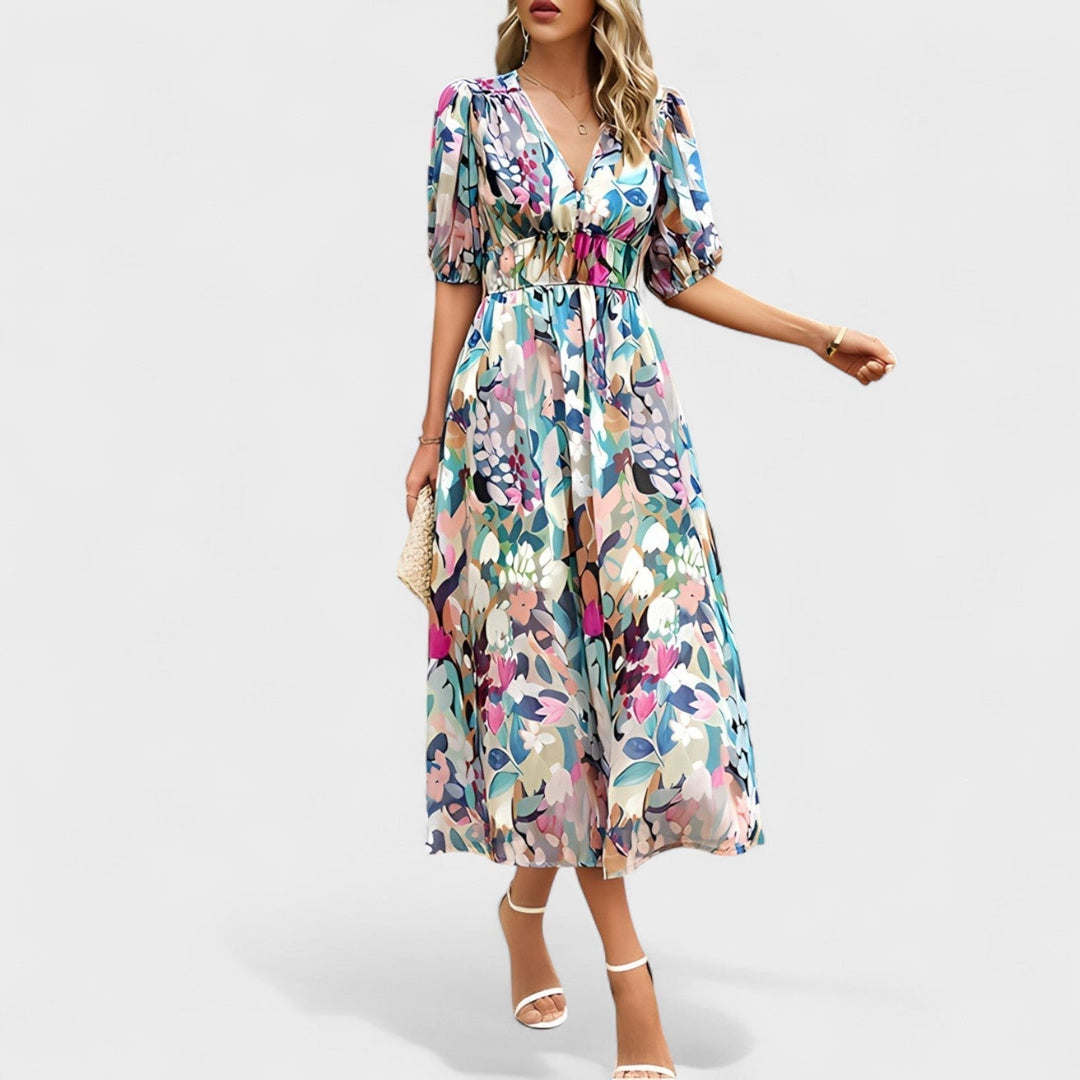 Clara - Elegante Midi Bloemenjurk