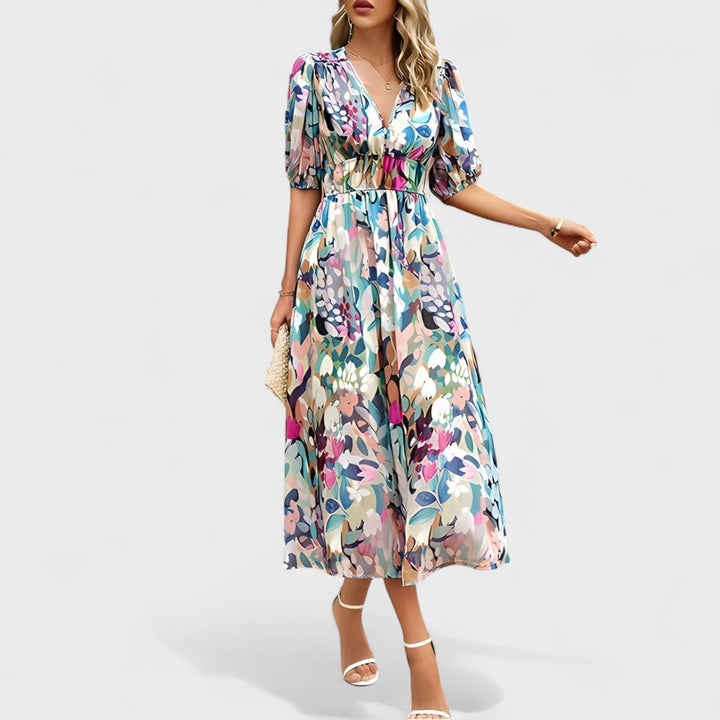 Clara - Elegante Midi Bloemenjurk