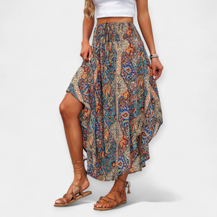 Saia Bloemen Midi met Hoge Taille